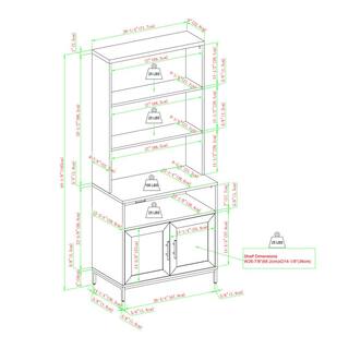 Welwick Designs 64 in. Dark Walnut Wood Modern Bookcase Hutch with Cabinet HD9201