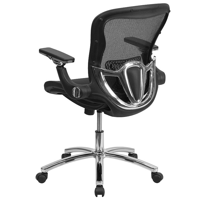 Emma and Oliver Mid-Back Transparent Black Mesh Synchro-Tilt Swivel Ergonomic Office Chair