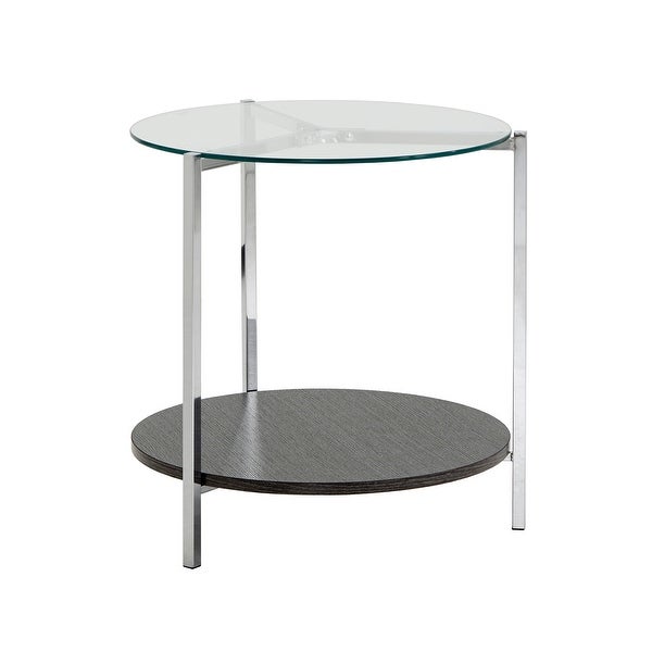 Roti Chrome End Table with Glass Top by iNSPIRE Q Modern