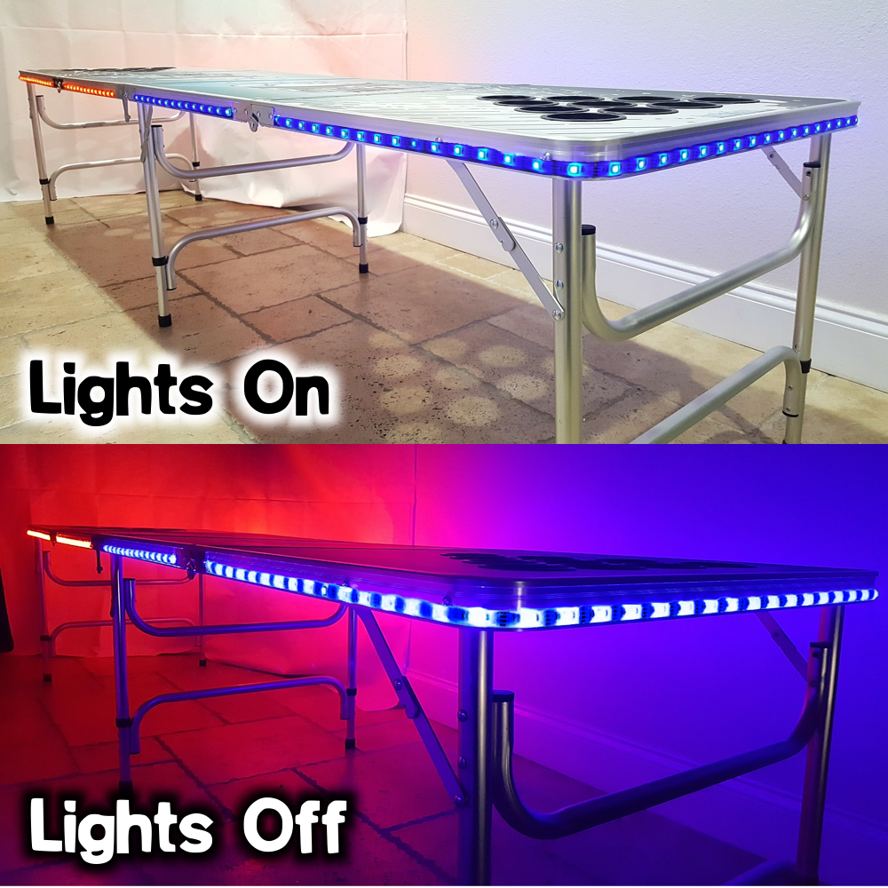 8-Foot Professional PartyPong Beer Pong Table with LED Glow Lights - Splash Edition