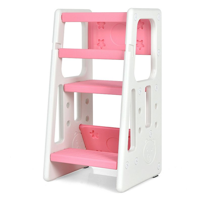 Kids Kitchen Step Stool with Double Safety Rails