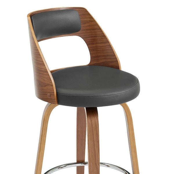 Swivel Counter Stool with Open Design Wooden Back