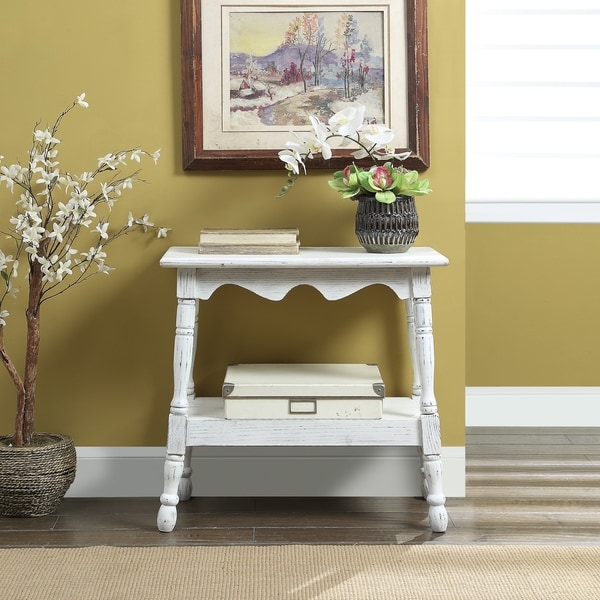 Wilton Distressed White 1-shelf Side Table with Turned Legs