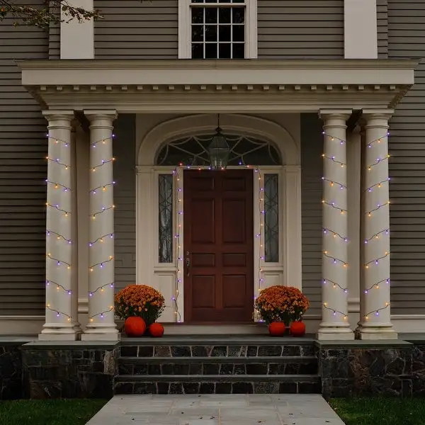 Solar-powered 125 Purple and Orange LED String Light