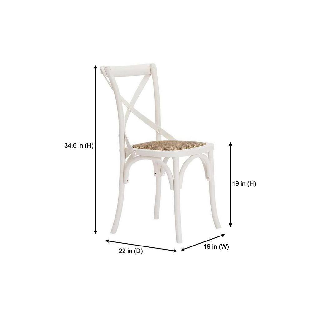 Home Decorators Collection Mavery Ivory Wood Dining Chair with Cross Back and Woven Seat (Set of 2) (19 in. W x 34.6 in. H) PJC118-297001