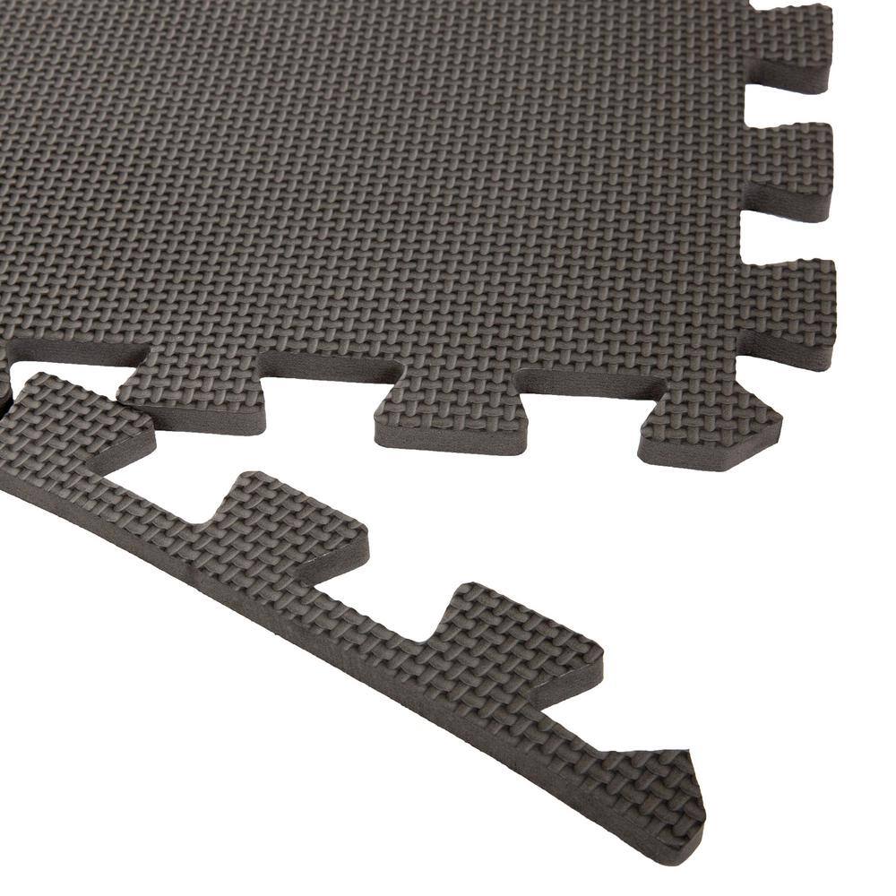 Gray 24 in. W x 24 in. L x 0.375 in. T Foam Interlocking Floor Mat Tiles for Home Gym (24 sq. ft.) (6-Pack) 371725KXH