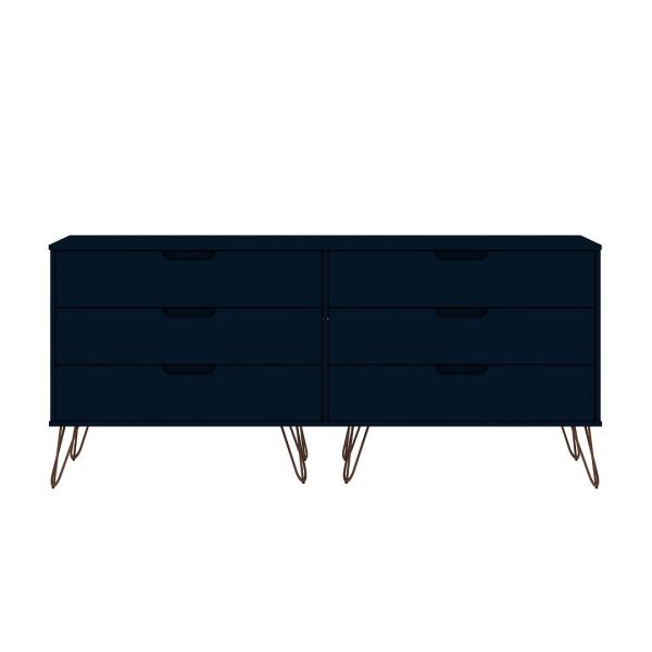 Rockefeller 6-Drawer Double Low Dresser in Tatiana Midnight Blue