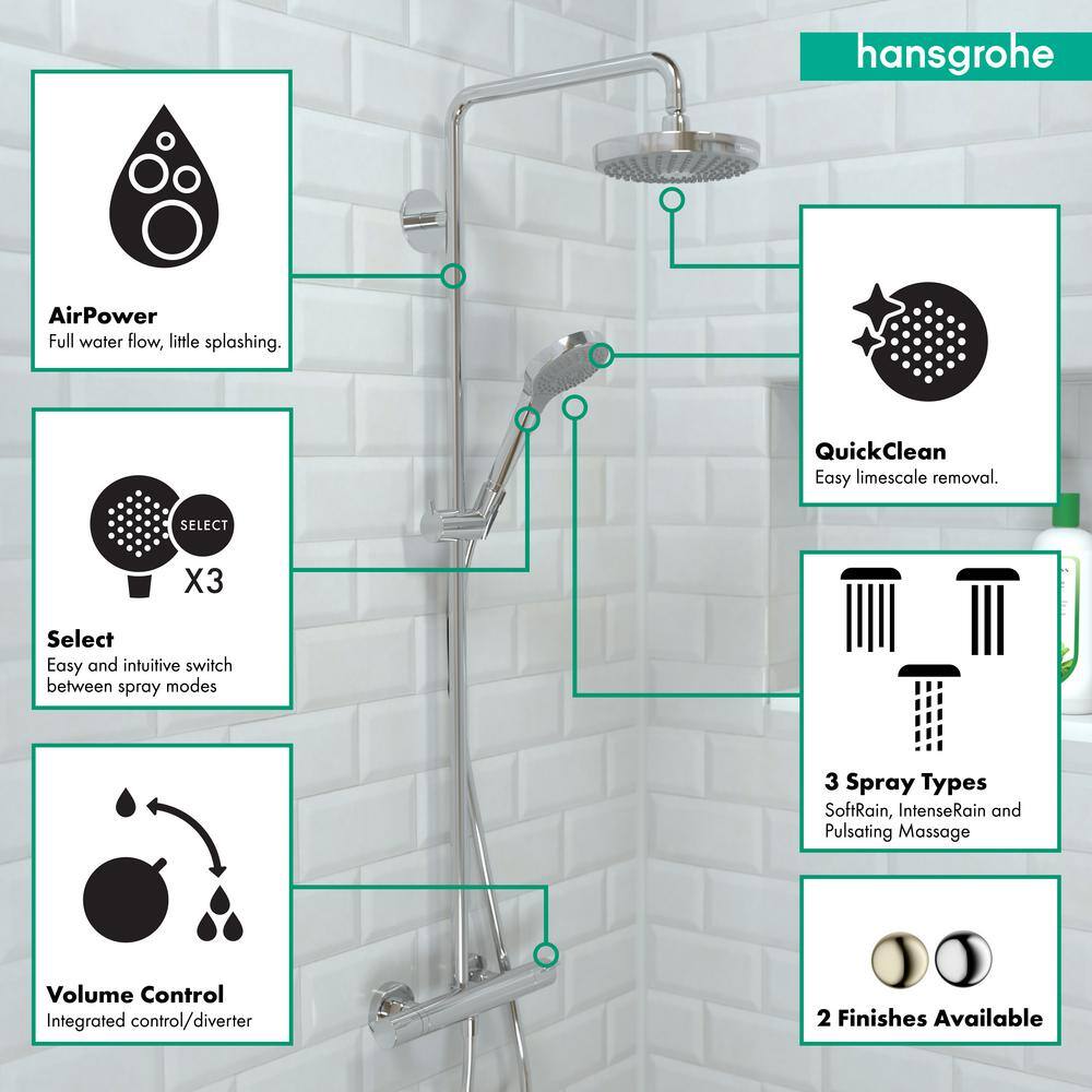 Hansgrohe Croma Select S 2-Spray46 in. Dual Showerhead and Handheld Showerhead in Chrome 27254001