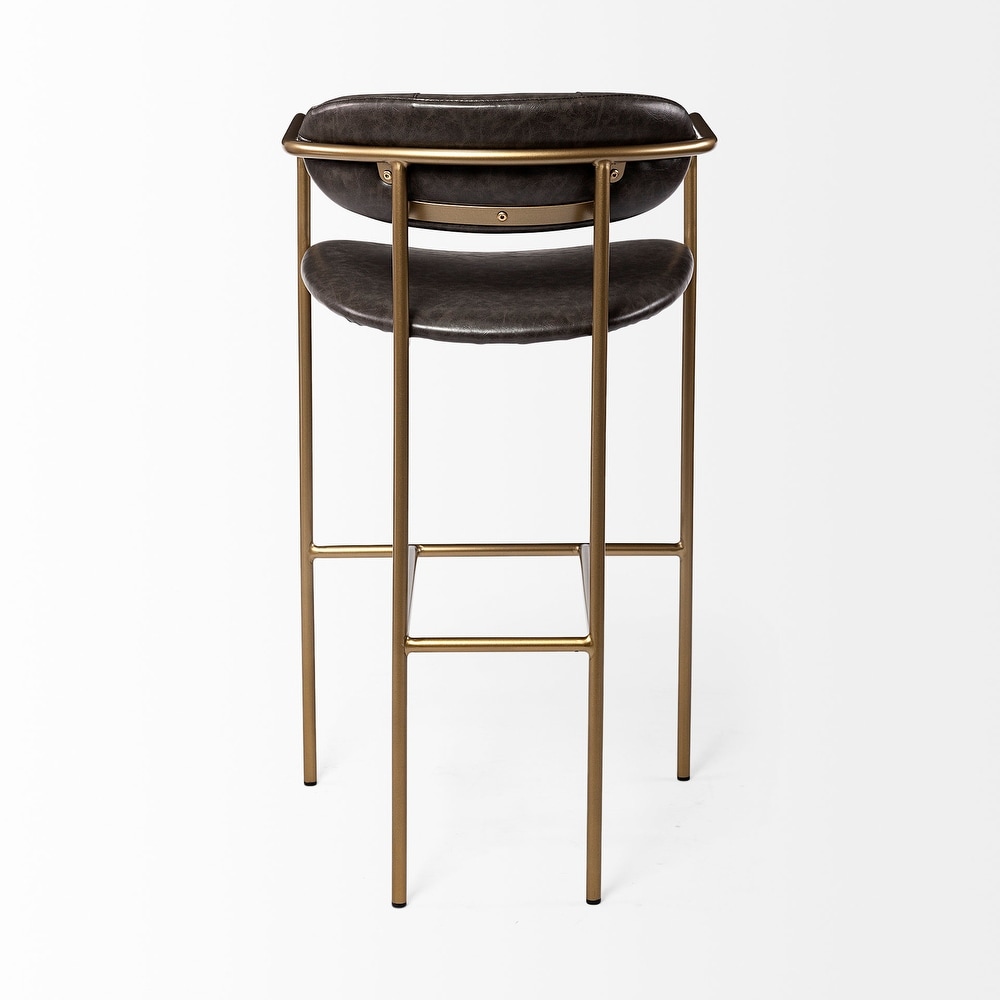 Parker Brown Faux Leather Seat with Gold Metal Frame Bar Stool