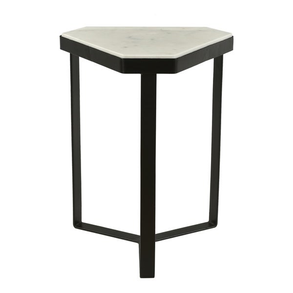 Aurelle Home White Space-Saving Marble Accent Table