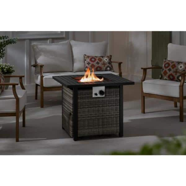 Hampton Bay 30 in. Outdoor Steel Propane Black Gas Fire Pit Table GFT-61820