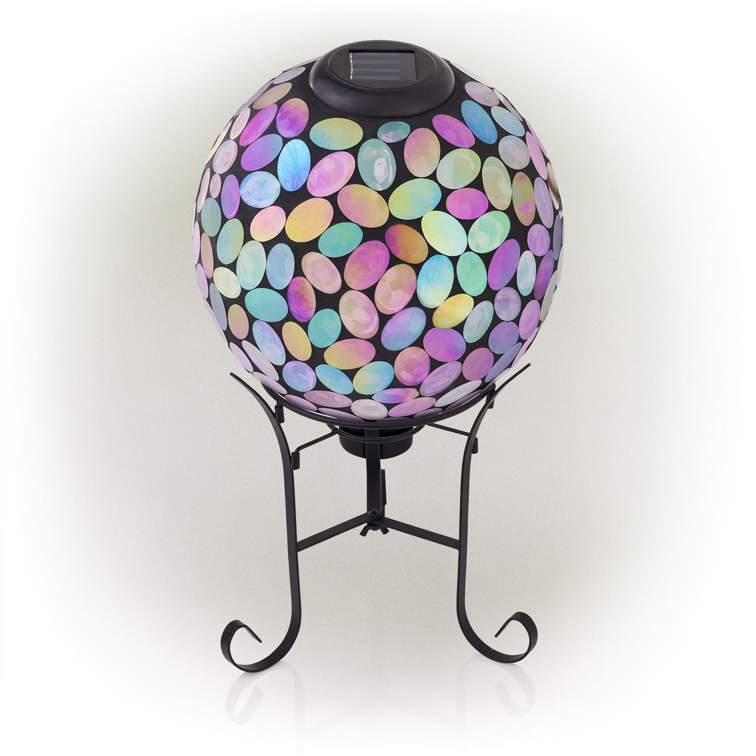 Alpine Corporation 10 Light up Glass Gazing Ball and Stand， Violet