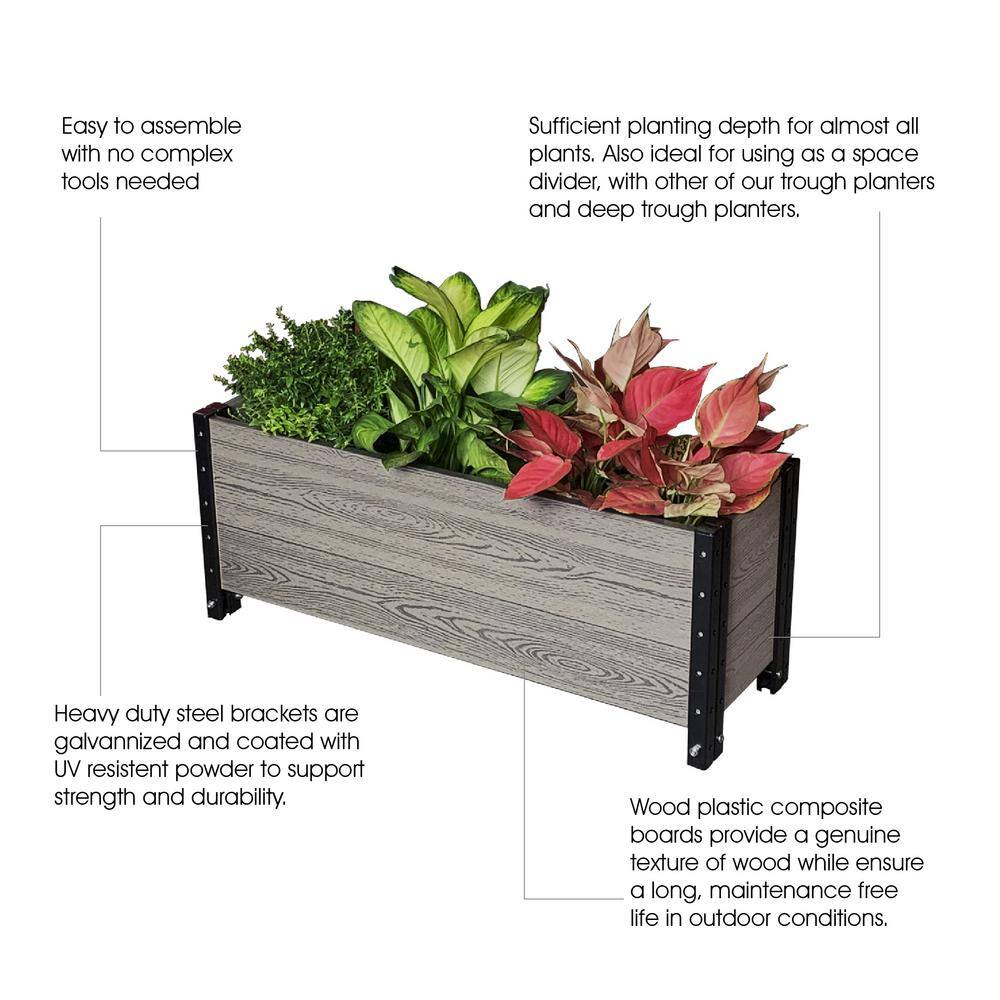 EverBloom 36 in. L x 12 in. W x 14 in. H Composite Trough Planter in Grey E143612G