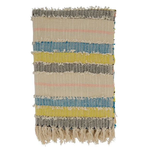 Saro Lifestyle Fringe Throw Blanked With Stripe Design