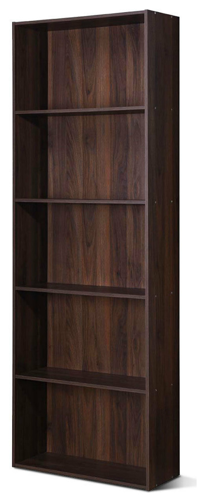 Costway 5 Shelf Storage Bookcase Stand Modern Multi Functional Display Walnut   Contemporary   Bookcases   by Costway INC.  Houzz