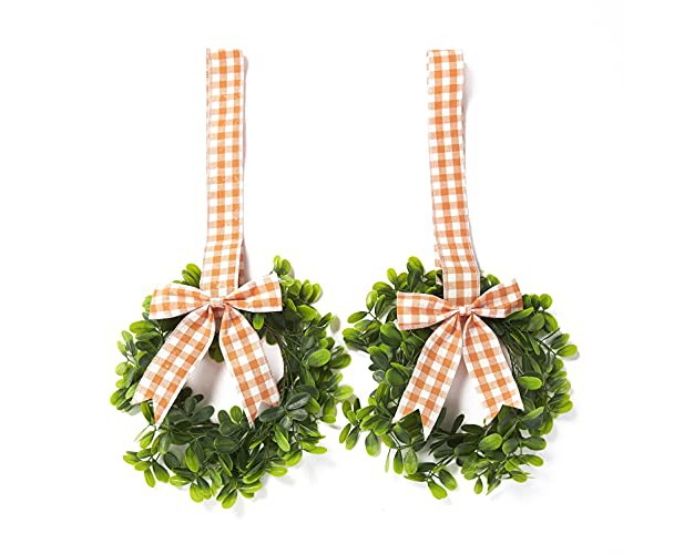 The Lakeside Collection Cabinet Hanging Decorative Seasonal Ribbon Wreaths Set Of 2