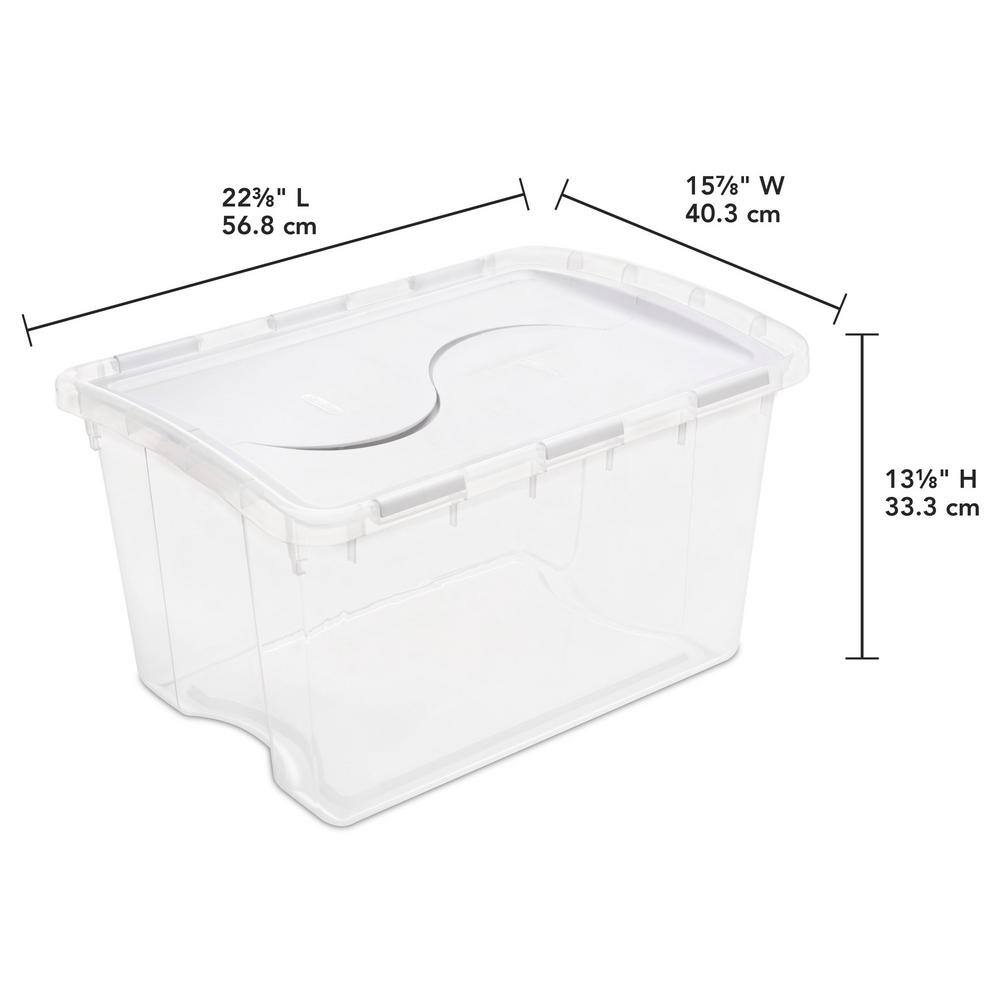 Sterilite 1914 Single 48 Quart Clear Hinged Lid Storage Tote Container (12 Pack) 12 x 19148006