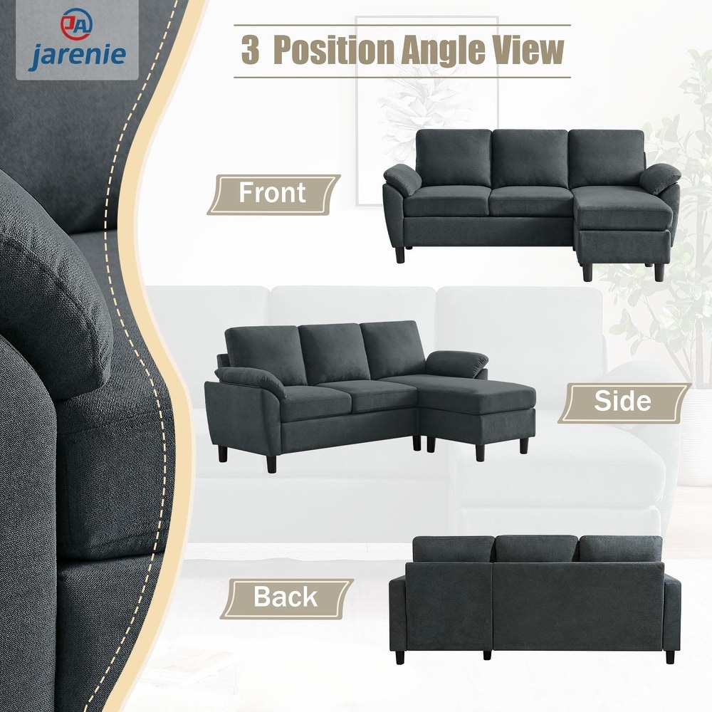 Modern Sectional Sofa Couch L Shaped with Removable Armrest  Convertible Couch with Reversible Ottoman for Living Room