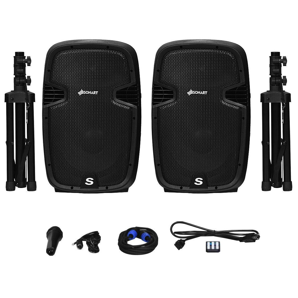 2-Way Powered PA Speakers System Combo Set