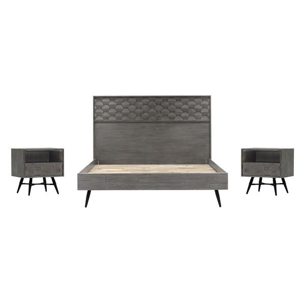 Makena 3 Piece Bedroom Set in Grey Acacia Wood - - 36021008