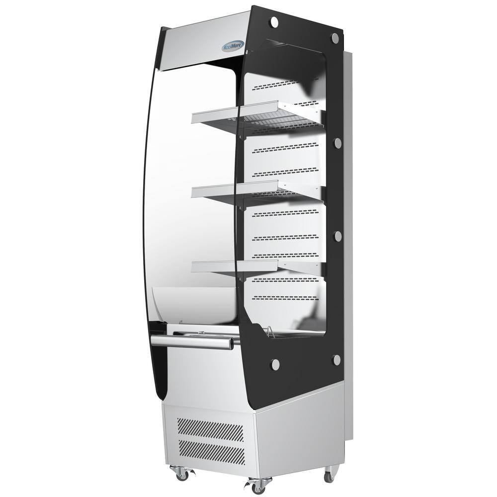 Koolmore 7.7 cu. ft. Commercial Refrigerator Open Air Display Merchandiser with Night Curtain in Stainless Steel KF26-7B