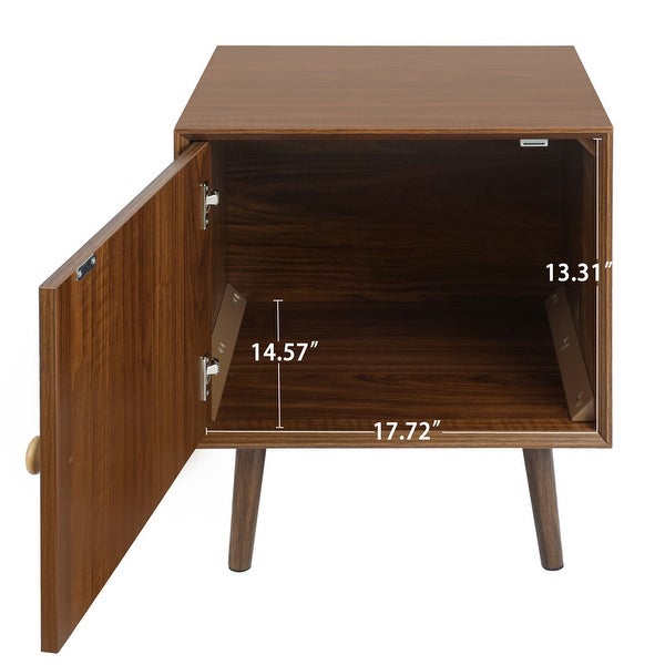 Wood Walnut-colored Side Table with Drawer