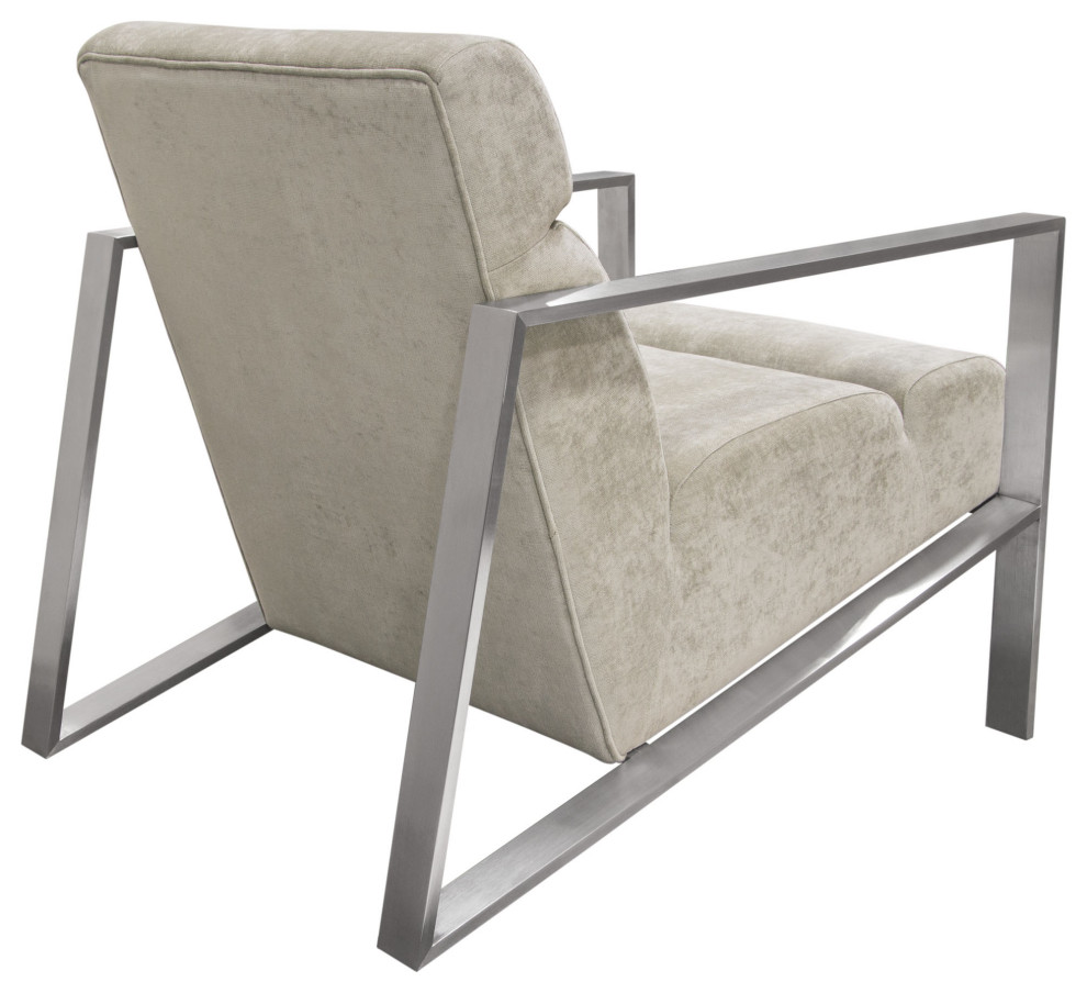 La Brea Accent Chair in Champagne Fabric with Brushed Stainless Steel Frame   Contemporary   Armchairs And Accent Chairs   by VirVentures  Houzz