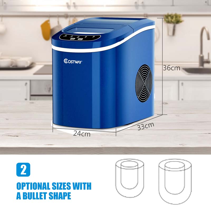 26LBS/24H Mini Portable Ice Maker Countertop, Compact Ice Machine with Ice Scoop