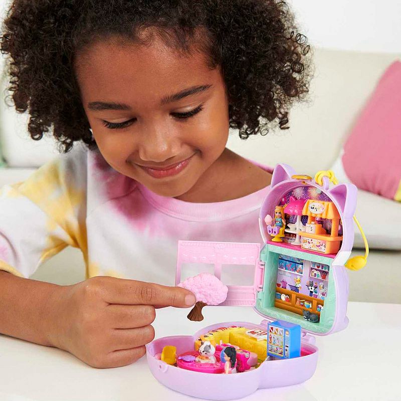 Polly Pocket Sushi Shop Cat Compact Playset With 2 Dolls and 12 Accessories