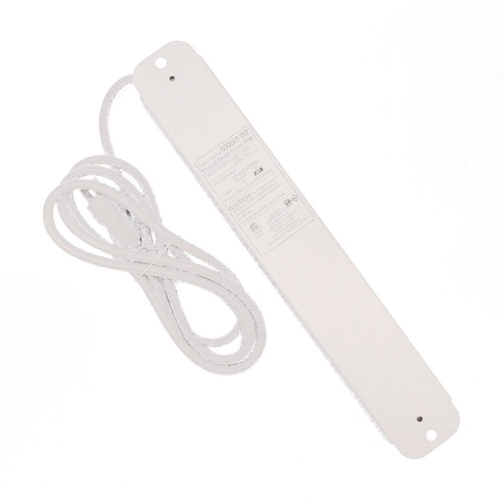 Leviton 15 Amp Medical Grade 6-Outlet Power Strip with Locking Covers and 7 Foot Cord with Right Angle White 5306M-1N7