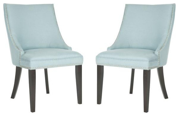 Wonder 20  x27 x27h Side Chair set of 2 Silver Nail Heads Light Blue   Transitional   Dining Chairs   by AED Luxury Home Decor  Houzz