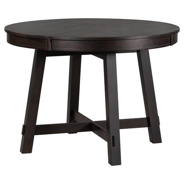 2.4in Legs Modern Style Farmhouse Round Adjustable Length Dining Table with 16