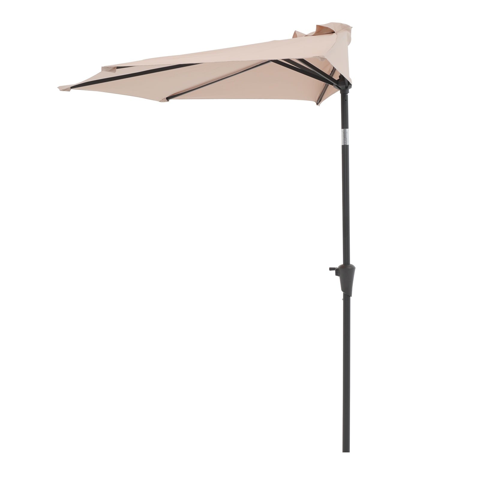 COBANA 9’ Half Round Patio Outdoor Umbrella with Crank for Deck, Balcony, Garden, Beige