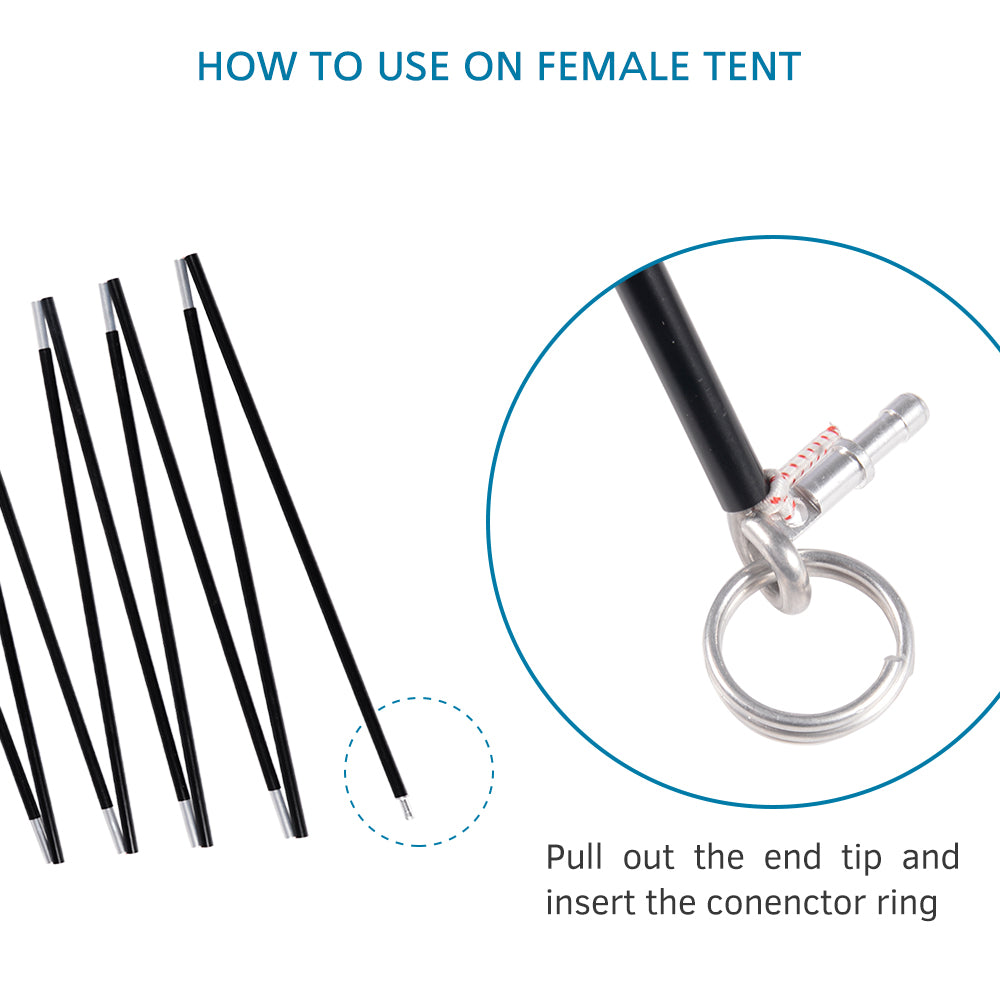 BRILLIANCE4U Tent Poles Replacement, Pre-Assembled 7001 Aluminum Tent Pole,  0.33”/8.5mm, 176.7 in /14f' 8.7" 1 Pole Pack