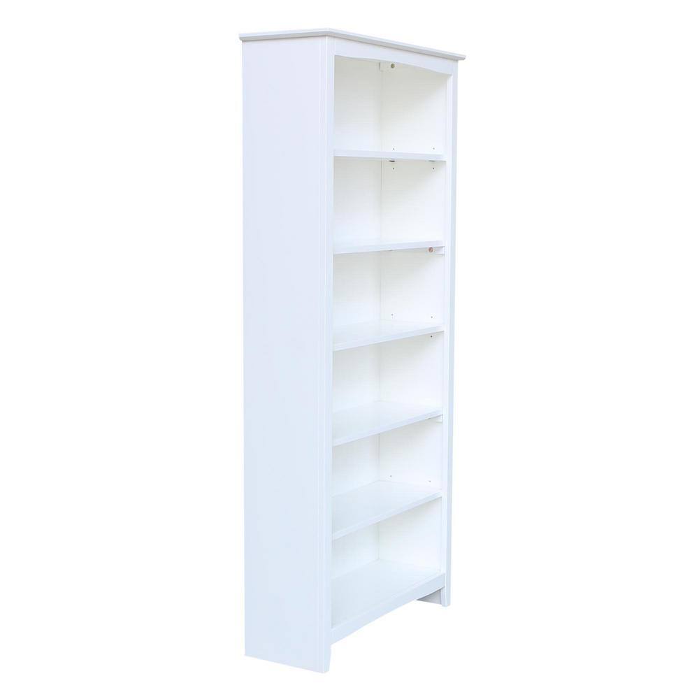 International Concepts 72 in. White Wood 6-shelf Standard Bookcase with Adjustable Shelves SH08-3227A