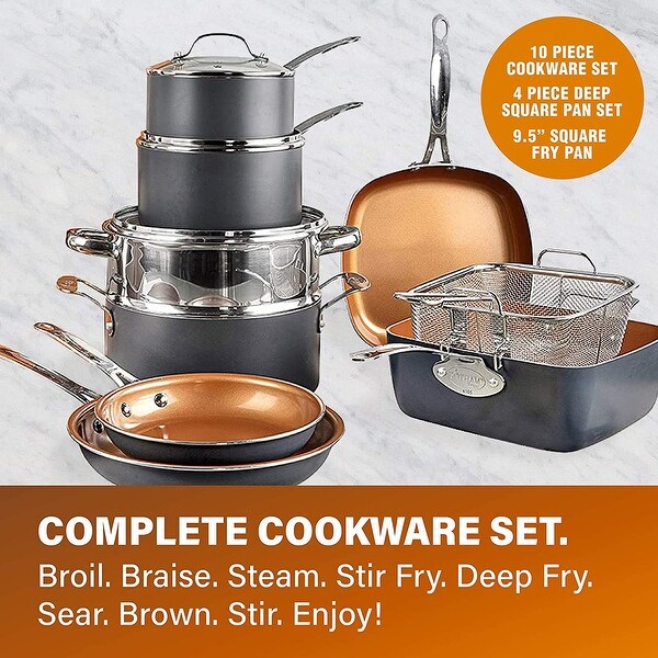 20 Piece Pots and Pans Set， Nonstick Ceramic Coating Cookware and Bakeware Set