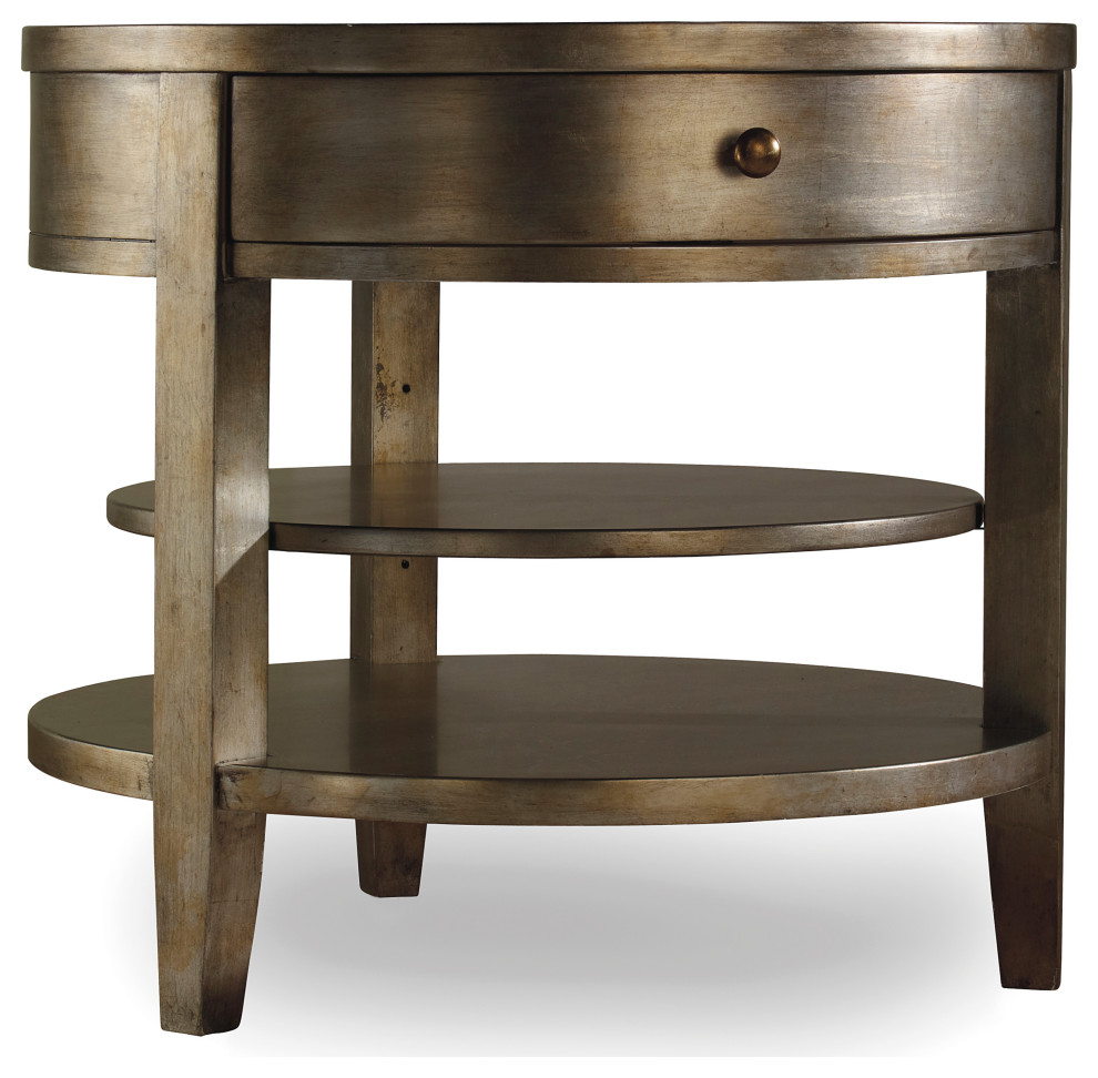 Sanctuary One Drawer Round Lamp Table Visage   Transitional   Side Tables And End Tables   by Buildcom  Houzz