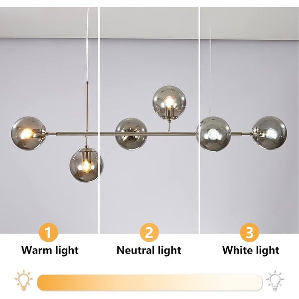 Lighting Modern Brass Chandelier Mid Century Gold Sputnik Pendant Light 6-Light Glass Globe Linear Chandelier Adjustable Kitchen