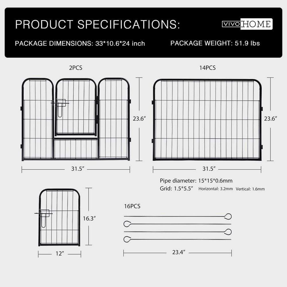 VIVOHOME Foldable Metal Wireless Indoor Outdoor Pet Fence Playpen Kit (16-Pieces) X00241H5M5