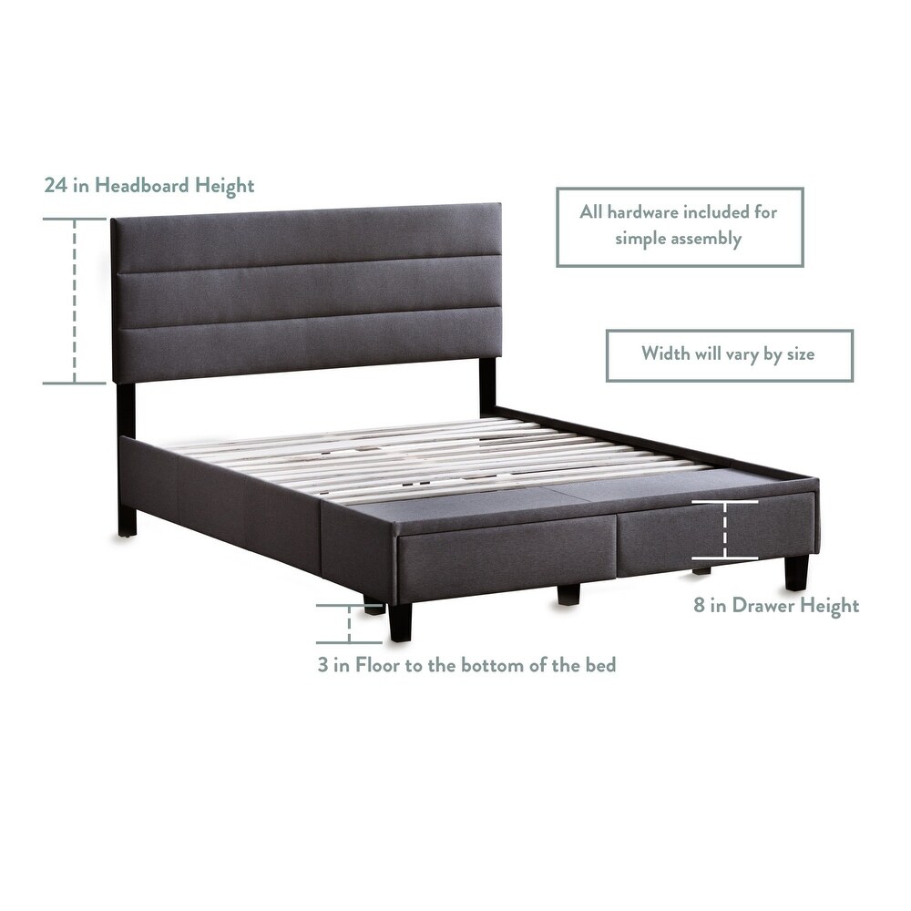 Brookside Upholstered Bed with Horizontal Channel Tufted Headboard and Storage Drawers