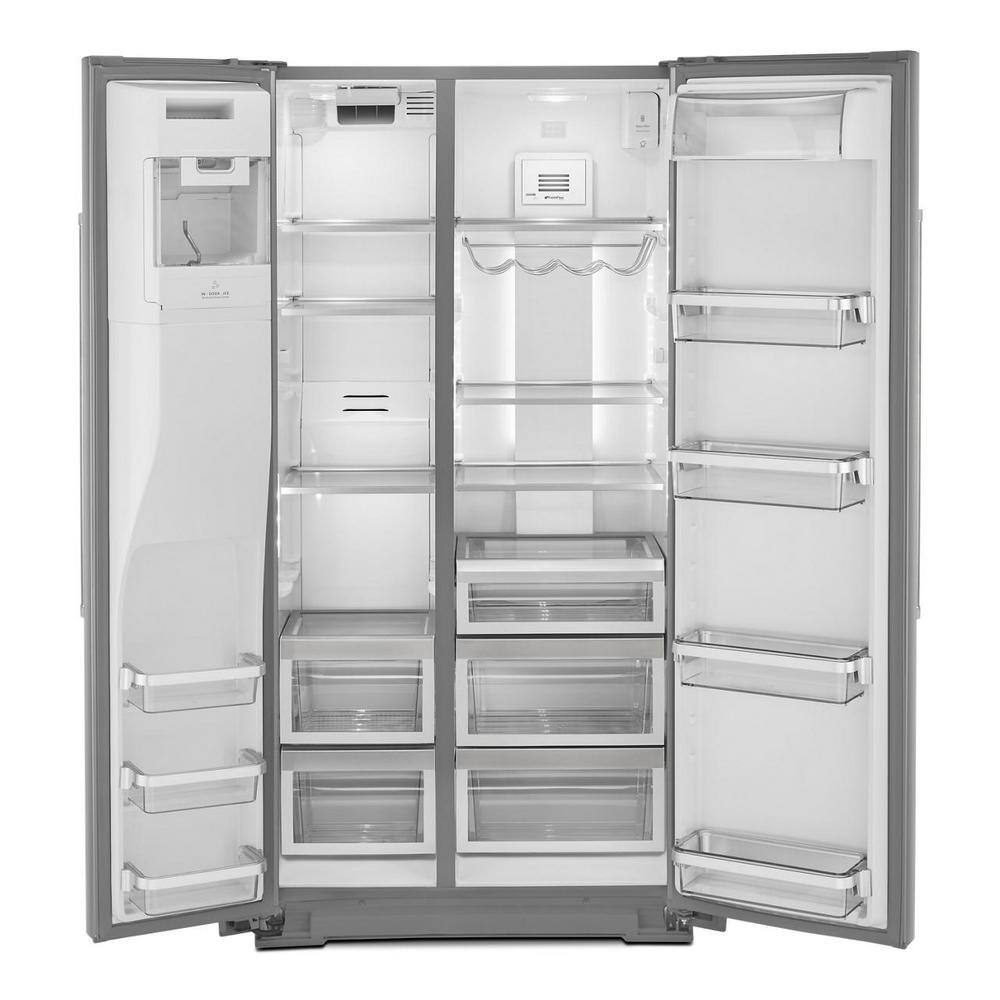 KitchenAid 36 in. W 22.6 cu. ft. Side by Side Refrigerator in Stainless Steel with PrintShield Finish Counter Depth KRSC703HPS