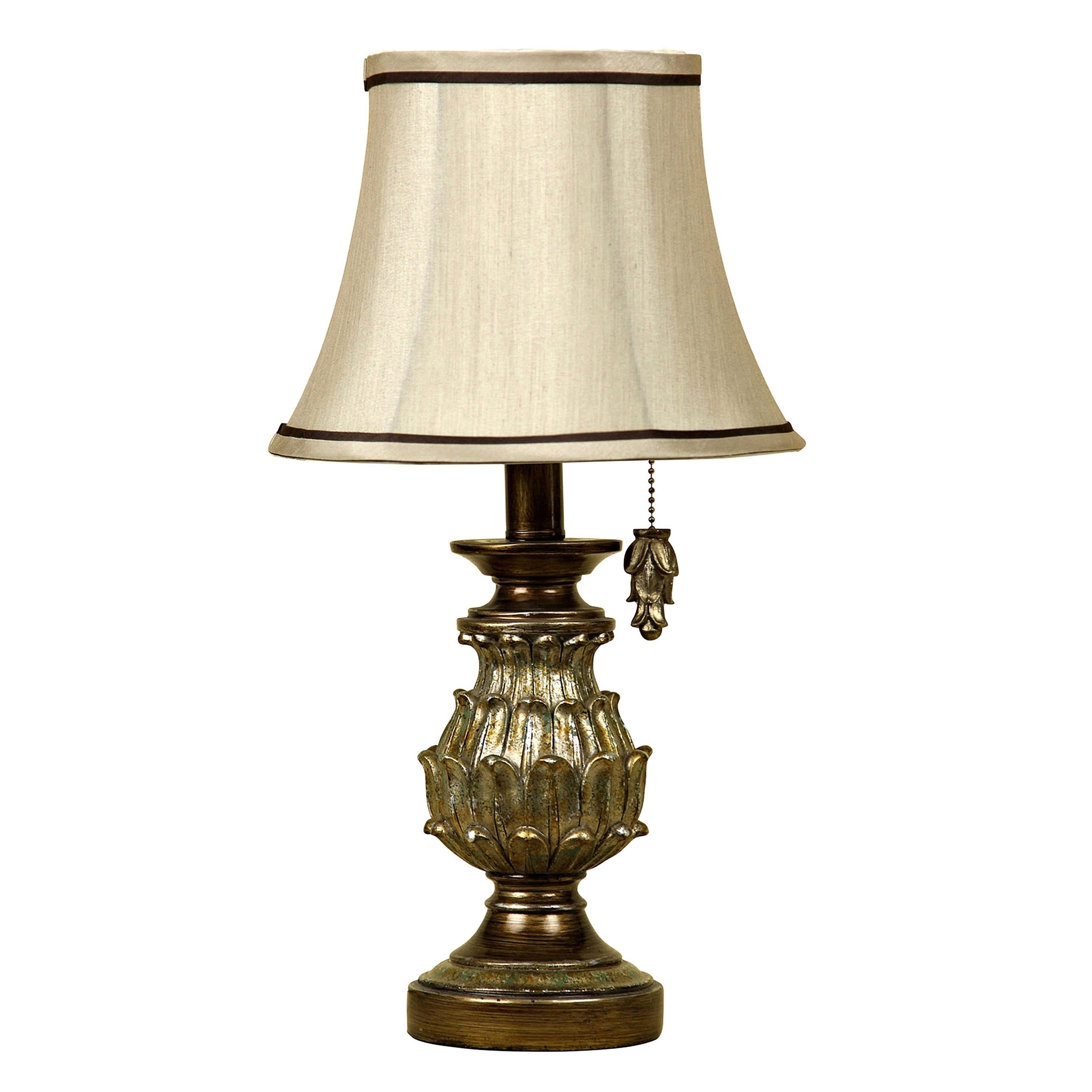 Salerno Table Lamp - Antique Gold Finish - Cream Fabric Shade