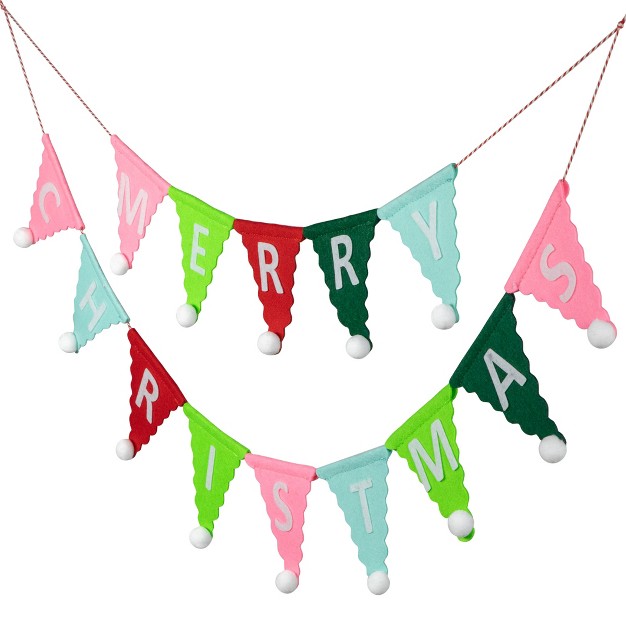 Multi quot merry Christmas quot Triangles Banner Garland Unlit