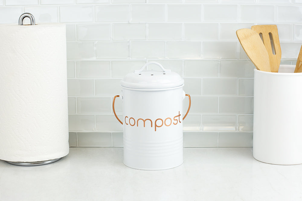 Home Basics Grove Compact Countertop Compost Bin, White