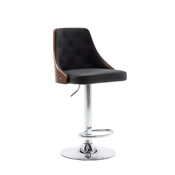 Porthos Home Trey Bar Stool， PU Leather， Chrome Base