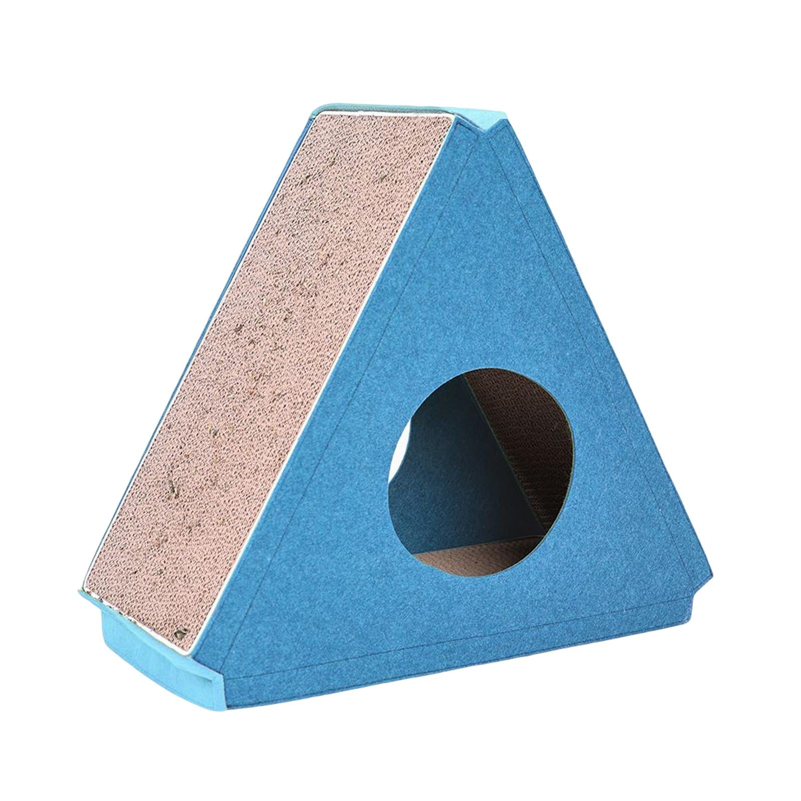 Triangle Cat Scratch Pad Lounge Bed Durable Pet Cat Toys Cat Scratching Board Cat Scratcher Cardboard for Exercise Prevents Furniture Damage ， Blue