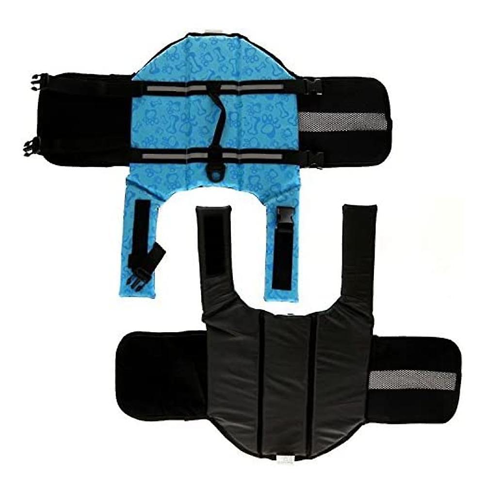 Dog Life Jacket， Reflective Lifesaver With Rescue Handle， Adjustable Floating Vest，high Buoyancy Aid Dog Saver-blue-l