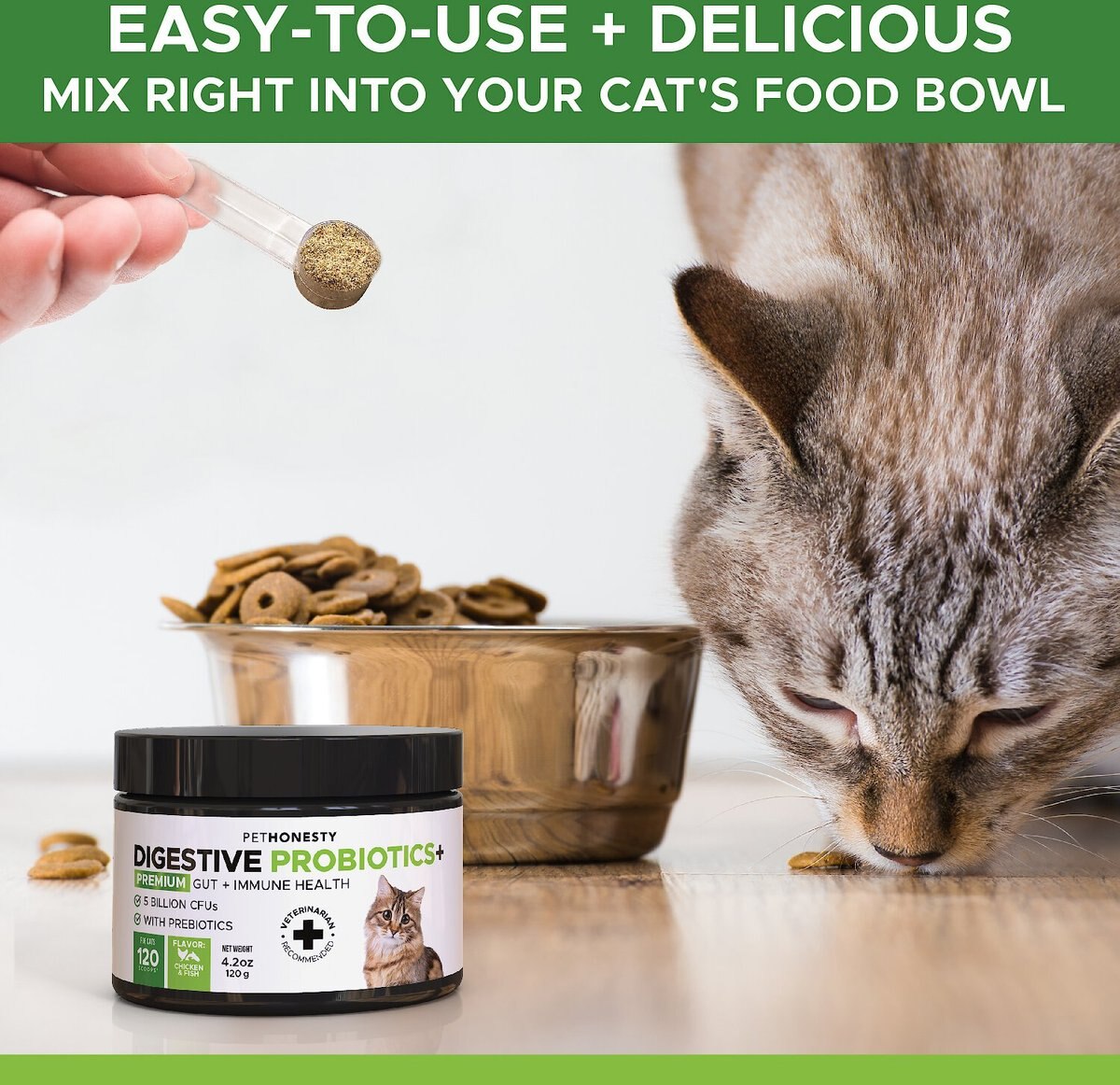 PetHonesty Digestive Probiotics+ Premium Gut and Immune Health Supplement for Cats