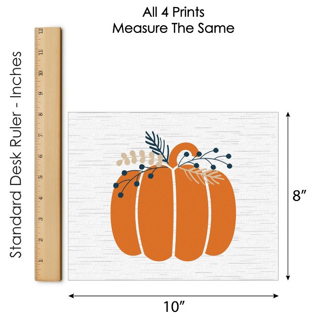 Big Dot Of Happiness Happy Thanksgiving Unframed Fall Harvest Pumpkin Linen Paper Wall Art Set Of 4 Artisms 8 X 10 Inches