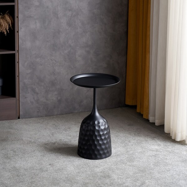 Grondin Modern Round Metal End Table， Sofa Side Table Snack Table Accent Table with Tray Top